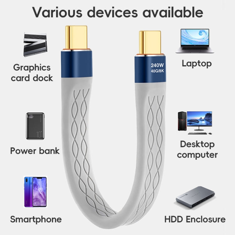 240W 40Gbps USB-C / Type-C to Type-C Flexible FPC Charging Data Cable, Length: 13.3cm(Grey) - USB-C & Type-C Cable by buy2fix | Online Shopping UK | buy2fix