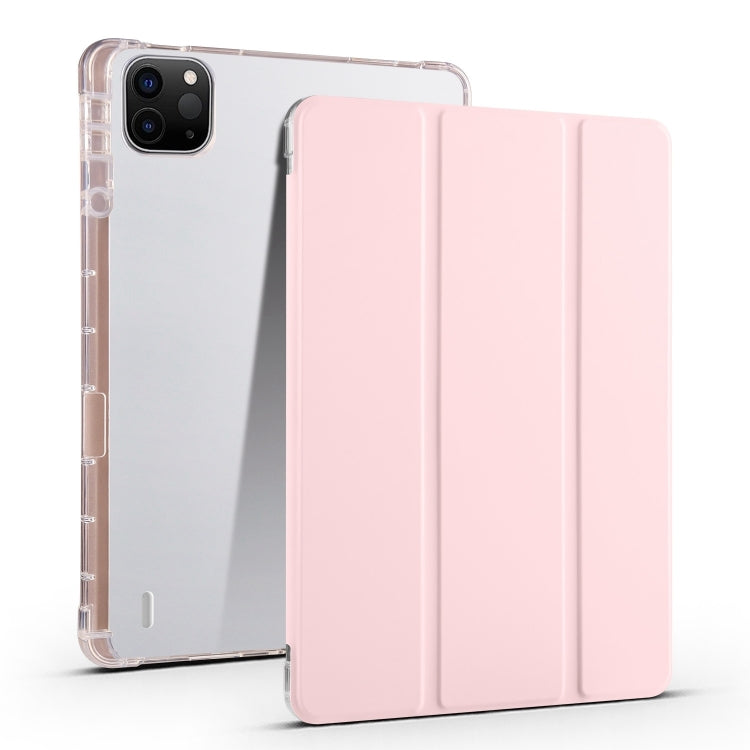 For iPad Pro 13 2024 3-fold Clear TPU Smart Leather Tablet Case with Pen Slot(Sand Pink) - iPad Pro 13 2024 Cases by buy2fix | Online Shopping UK | buy2fix