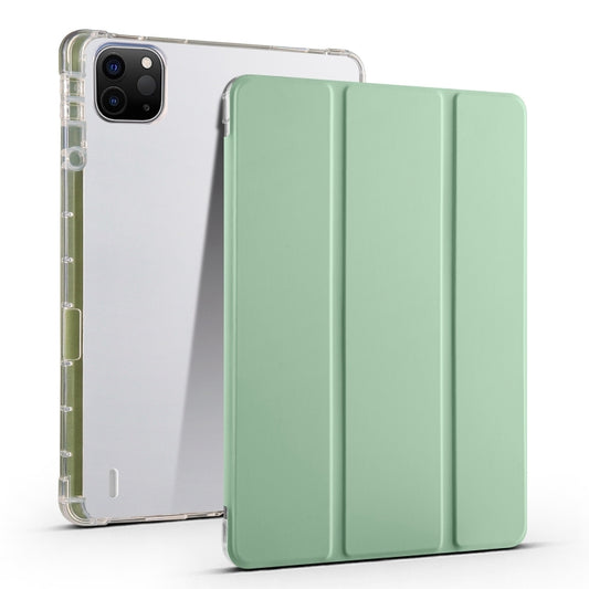 For iPad Air 11 2024 3-fold Clear TPU Smart Leather Tablet Case with Pen Slot(Green) - iPad Air 11 2024 Cases by buy2fix | Online Shopping UK | buy2fix