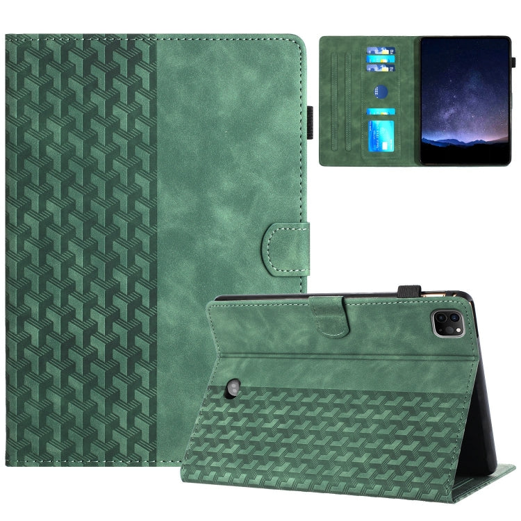 For iPad Pro 11 2024 Building Blocks Embossed Leather Smart Tablet Case(Green) - iPad Pro 11 2024 Cases by buy2fix | Online Shopping UK | buy2fix