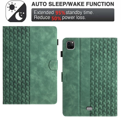 For iPad Pro 11 2024 Building Blocks Embossed Leather Smart Tablet Case(Green) - iPad Pro 11 2024 Cases by buy2fix | Online Shopping UK | buy2fix