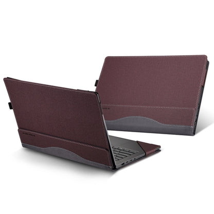 For HP Pavilion X360 Laptop 14-dw / 14m-dw Leather Laptop Shockproof Protective Case(Wine Red) - Screen & Keyboard Cover by buy2fix | Online Shopping UK | buy2fix