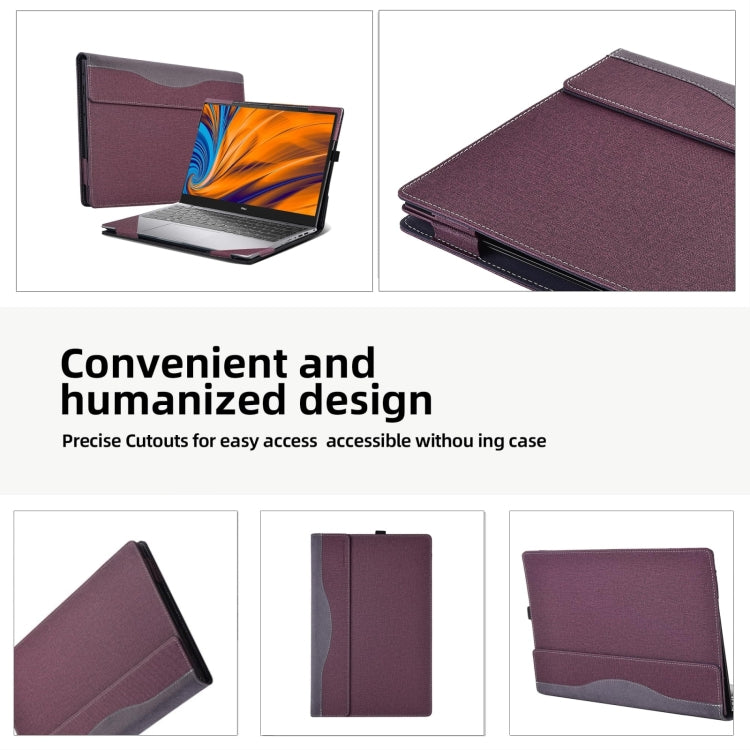 For HP Pavilion X360 Laptop 14-dw / 14m-dw Leather Laptop Shockproof Protective Case(Wine Red) - Screen & Keyboard Cover by buy2fix | Online Shopping UK | buy2fix