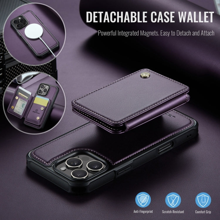 For iPhone 16 Pro Max JEEHOOD J05 Business Magnetic Style RFID Leather Phone Case(Purple) - iPhone 16 Pro Max Cases by JEEHOOD | Online Shopping UK | buy2fix