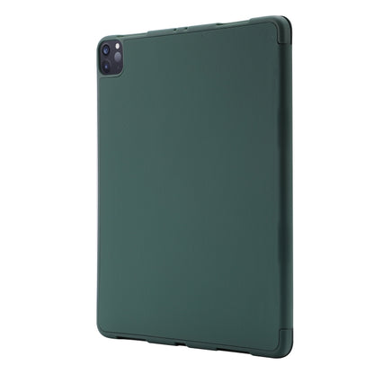 For iPad Pro 11 2024 Skin Feel Tri-fold Leather Tablet Case with Pen Slot(Dark Green) - iPad Pro 11 2024 Cases by buy2fix | Online Shopping UK | buy2fix