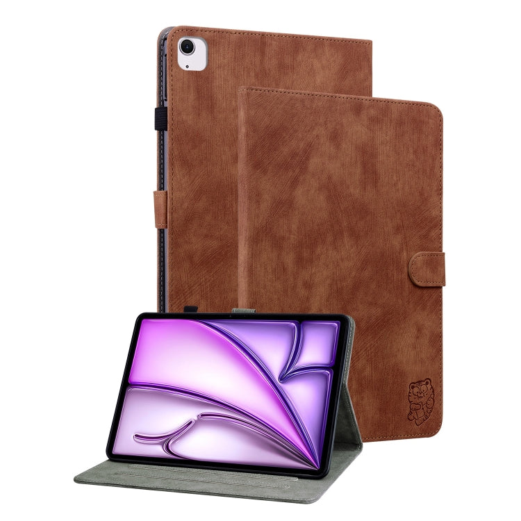 For iPad Air 11 2025 / 2024 Embossed Tiger Pattern Leather Tablet Case(Brown) - iPad Air 11 2025 / 2024 Cases by buy2fix | Online Shopping UK | buy2fix