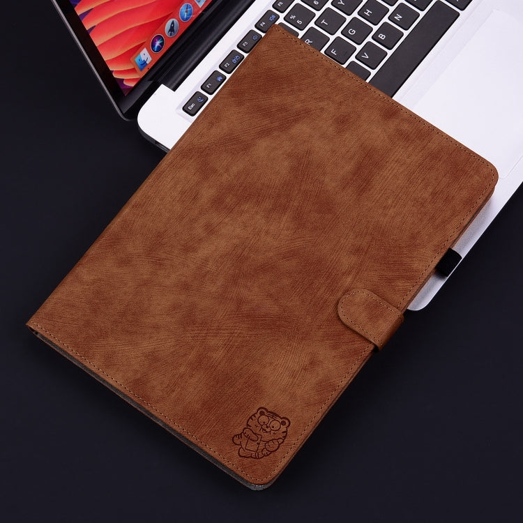 For iPad Air 11 2025 / 2024 Embossed Tiger Pattern Leather Tablet Case(Brown) - iPad Air 11 2025 / 2024 Cases by buy2fix | Online Shopping UK | buy2fix