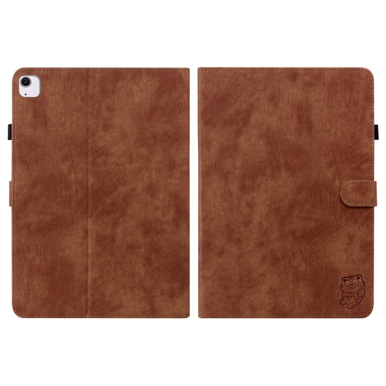 For iPad Air 11 2025 / 2024 Embossed Tiger Pattern Leather Tablet Case(Brown) - iPad Air 11 2025 / 2024 Cases by buy2fix | Online Shopping UK | buy2fix