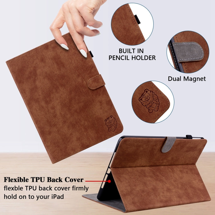 For iPad Air 11 2025 / 2024 Embossed Tiger Pattern Leather Tablet Case(Brown) - iPad Air 11 2025 / 2024 Cases by buy2fix | Online Shopping UK | buy2fix