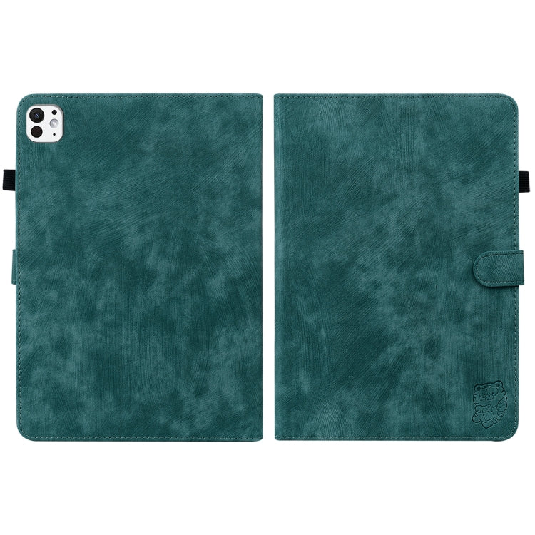 For iPad Pro 11 2024 Embossed Tiger Pattern Leather Tablet Case(Dark Green) - iPad Pro 11 2024 Cases by buy2fix | Online Shopping UK | buy2fix