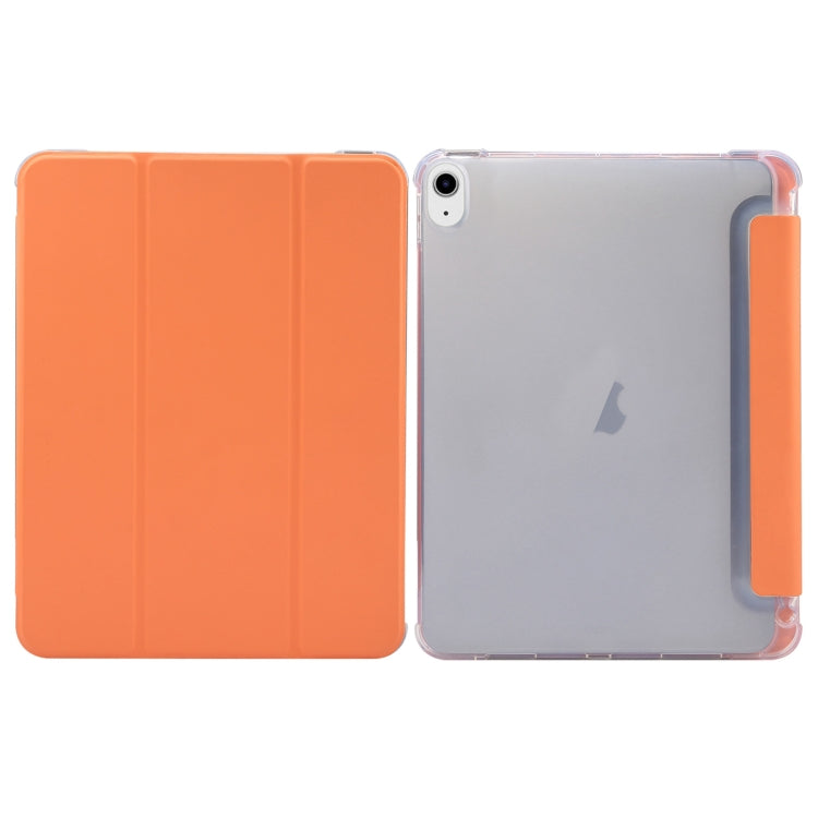 For iPad Air 11 2025 / 2024 3-folding Electric Pressed Skin Texture Leather Tablet Case(Orange) - More iPad Cases by buy2fix | Online Shopping UK | buy2fix