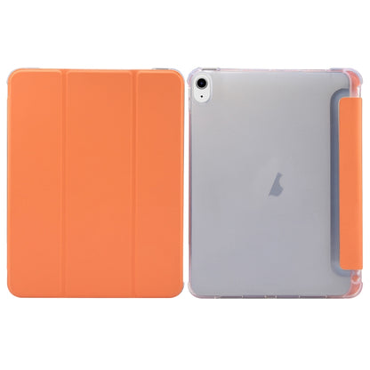 For iPad Air 11 2024 3-folding Electric Pressed Skin Texture Leather Tablet Case(Orange) - iPad Air 11 2024 Cases by buy2fix | Online Shopping UK | buy2fix