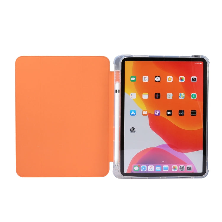 For iPad Air 11 2025 / 2024 3-folding Electric Pressed Skin Texture Leather Tablet Case(Orange) - More iPad Cases by buy2fix | Online Shopping UK | buy2fix