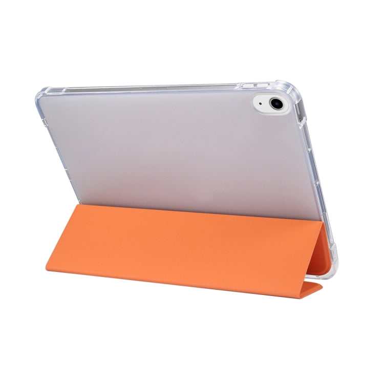 For iPad Air 11 2024 3-folding Electric Pressed Skin Texture Leather Tablet Case(Orange) - iPad Air 11 2024 Cases by buy2fix | Online Shopping UK | buy2fix