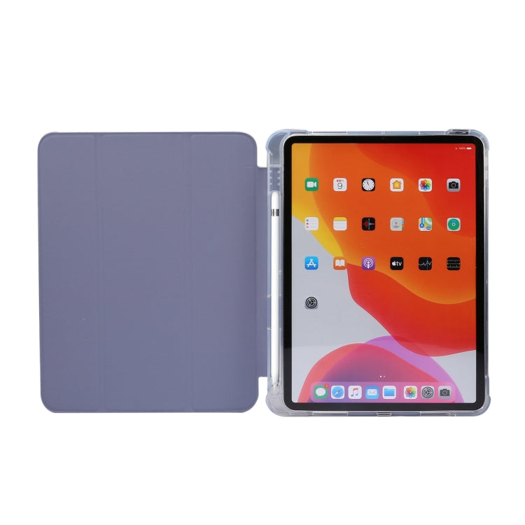 For iPad Air 11 2025 / 2024 3-folding Electric Pressed Skin Texture Leather Tablet Case(Lavender) - More iPad Cases by buy2fix | Online Shopping UK | buy2fix