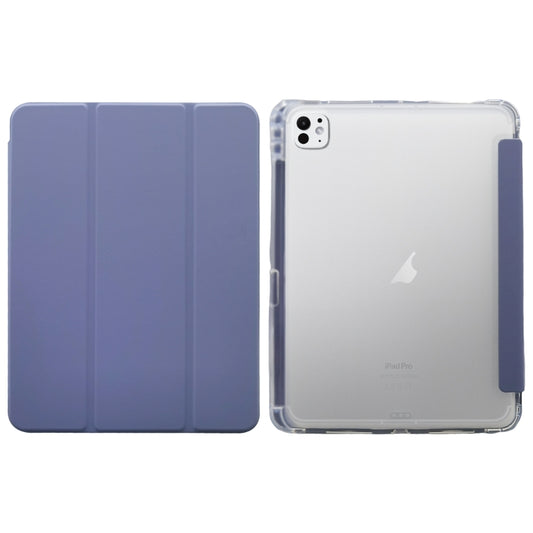 For iPad Pro 11 2024 3-folding Electric Pressed Skin Texture Leather Tablet Case(Lavender) - iPad Pro 11 2024 Cases by buy2fix | Online Shopping UK | buy2fix