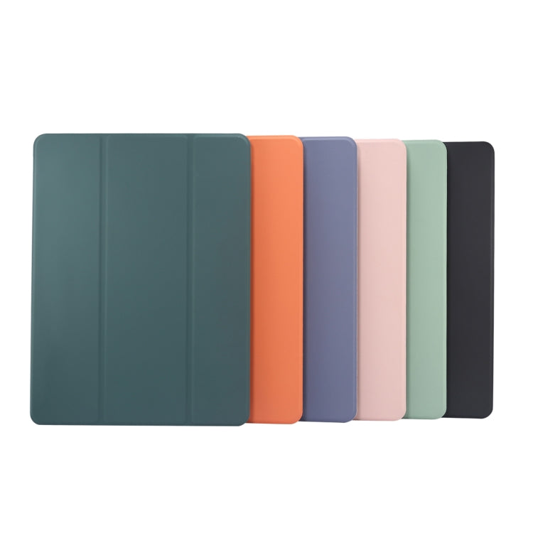 For iPad Air 11 2025 / 2024 3-folding Electric Pressed Skin Texture Leather Tablet Case(Orange) - More iPad Cases by buy2fix | Online Shopping UK | buy2fix