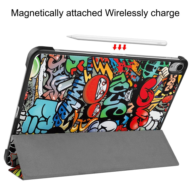 For iPad Air 13 2024 Custer Painted 3-Fold Holder Smart Leather Tablet Case(Graffiti) - iPad Air 13 2024 Cases by buy2fix | Online Shopping UK | buy2fix