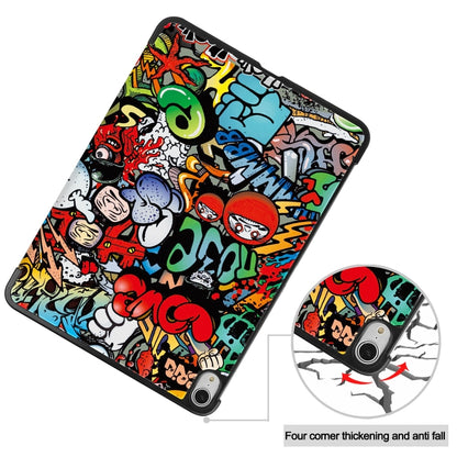 For iPad Air 13 2024 Custer Painted 3-Fold Holder Smart Leather Tablet Case(Graffiti) - iPad Air 13 2024 Cases by buy2fix | Online Shopping UK | buy2fix