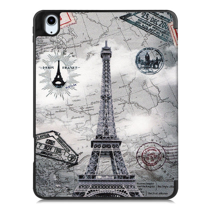 For iPad Air 11 2024 / 2025 Custer Painted 3-Fold Holder Smart Leather Tablet Case(Eiffel Tower) - iPad Air 11 2025 / 2024 Cases by buy2fix | Online Shopping UK | buy2fix