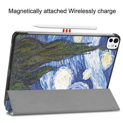 For iPad Pro 11 2024 Custer Painted 3-Fold Holder Smart Leather Tablet Case(Starry Sky) - iPad Pro 11 2024 Cases by buy2fix | Online Shopping UK | buy2fix