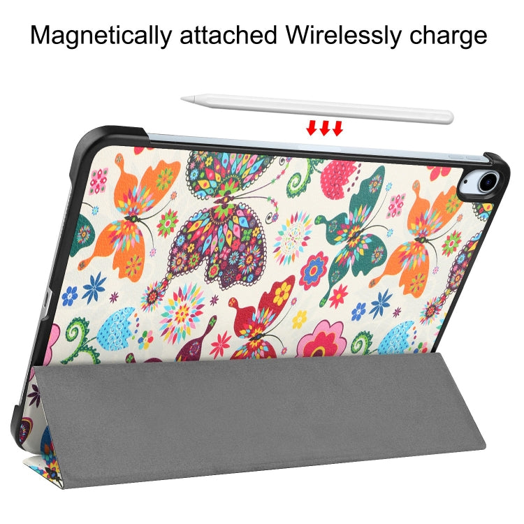 For iPad Air 11 2025 / 2024 Custer Painted 3-Fold Holder Smart Leather Tablet Case(Color Butterfly) - iPad Air 11 2025 / 2024 Cases by buy2fix | Online Shopping UK | buy2fix