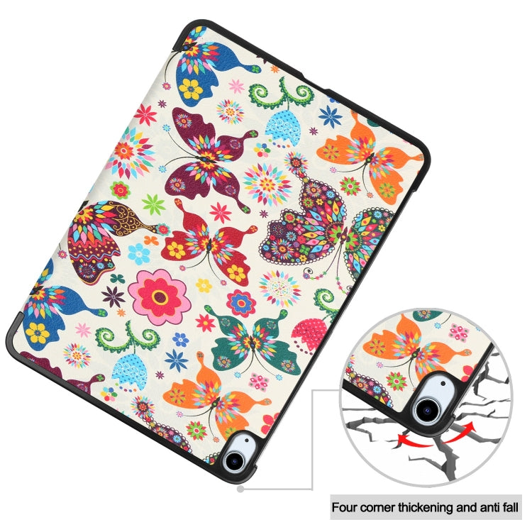 For iPad Air 11 2025 / 2024 Custer Painted 3-Fold Holder Smart Leather Tablet Case(Color Butterfly) - iPad Air 11 2025 / 2024 Cases by buy2fix | Online Shopping UK | buy2fix