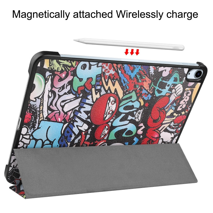 For iPad Air 11 2025 / 2024 Custer Painted 3-Fold Holder Smart Leather Tablet Case(Graffiti) - iPad Air 11 2025 / 2024 Cases by buy2fix | Online Shopping UK | buy2fix