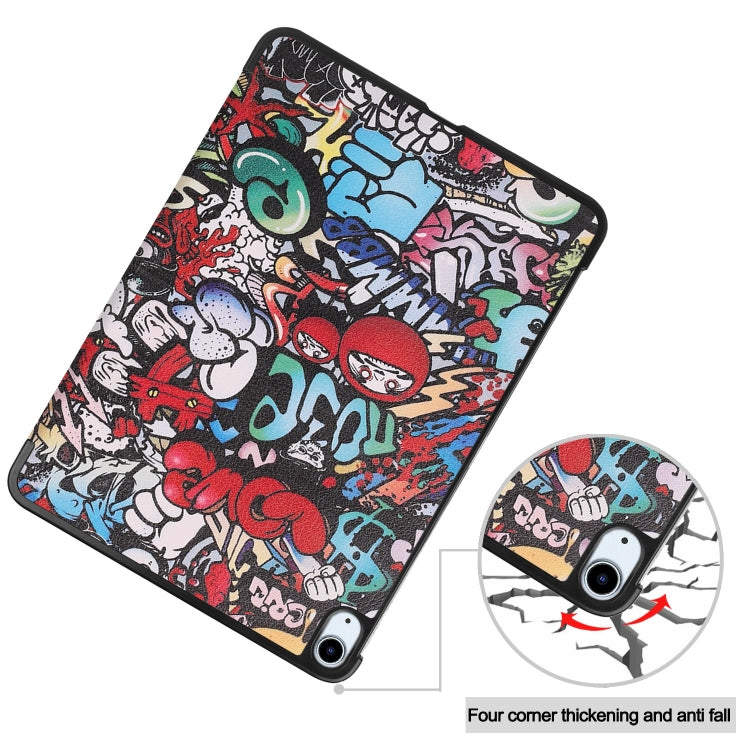 For iPad Air 11 2025 / 2024 Custer Painted 3-Fold Holder Smart Leather Tablet Case(Graffiti) - iPad Air 11 2025 / 2024 Cases by buy2fix | Online Shopping UK | buy2fix