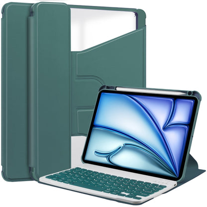 For iPad Air 11 2024 Transparent Rotation Smart Leather Tablet Case with Keyboard(Dark Green) - iPad Air 11 2024 Cases by buy2fix | Online Shopping UK | buy2fix