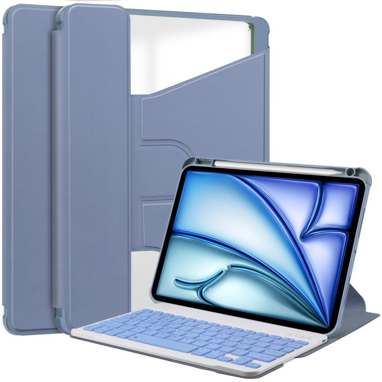 For iPad Air 11 2025 / 2024 Transparent Rotation Smart Leather Tablet Case with Keyboard(Lavender) - iPad Air 11 2025 / 2024 Cases by buy2fix | Online Shopping UK | buy2fix