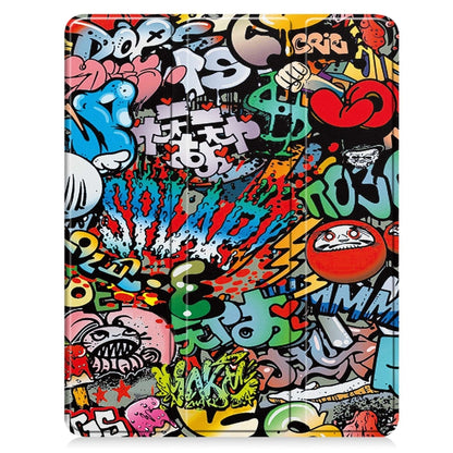 For iPad Pro 13 2024 Custer Painted 3-Fold Holder Smart Leather Tablet Case with Pen Tray(Graffiti) - iPad Pro 13 2024 Cases by buy2fix | Online Shopping UK | buy2fix