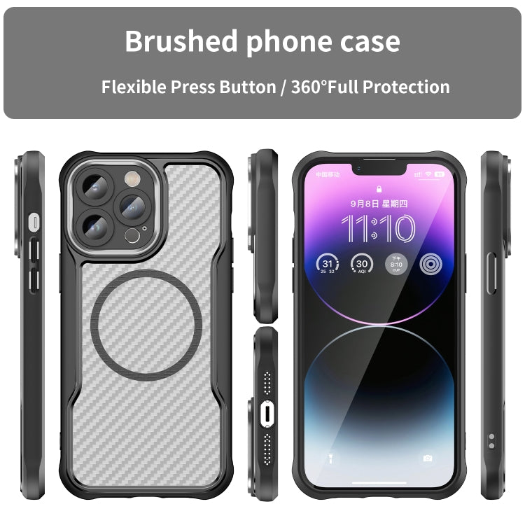 For iPhone 11 Pro Max Carbon Fiber Texture MagSafe Translucent Phone Case(Black) - iPhone 11 Pro Max Cases by buy2fix | Online Shopping UK | buy2fix