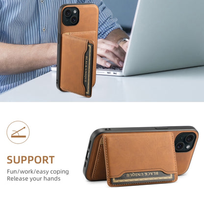 For iPhone 15 Plus Denior D13 Retro Texture Leather MagSafe Card Bag Phone Case(Brown) - iPhone 15 Plus Cases by Denior | Online Shopping UK | buy2fix