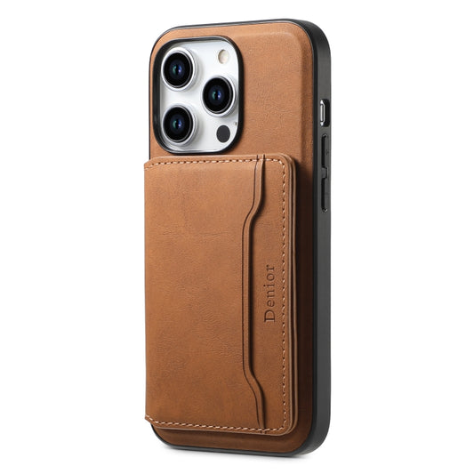 For iPhone 15 Pro Denior D13 Retro Texture Leather MagSafe Card Bag Phone Case(Brown) - iPhone 15 Pro Cases by Denior | Online Shopping UK | buy2fix