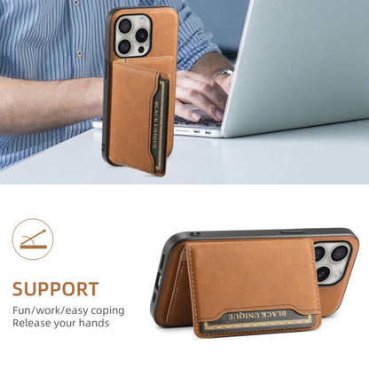 For iPhone 16 Pro Max Denior D13 Retro Texture Leather MagSafe Card Bag Phone Case(Brown) - iPhone 16 Pro Max Cases by Denior | Online Shopping UK | buy2fix
