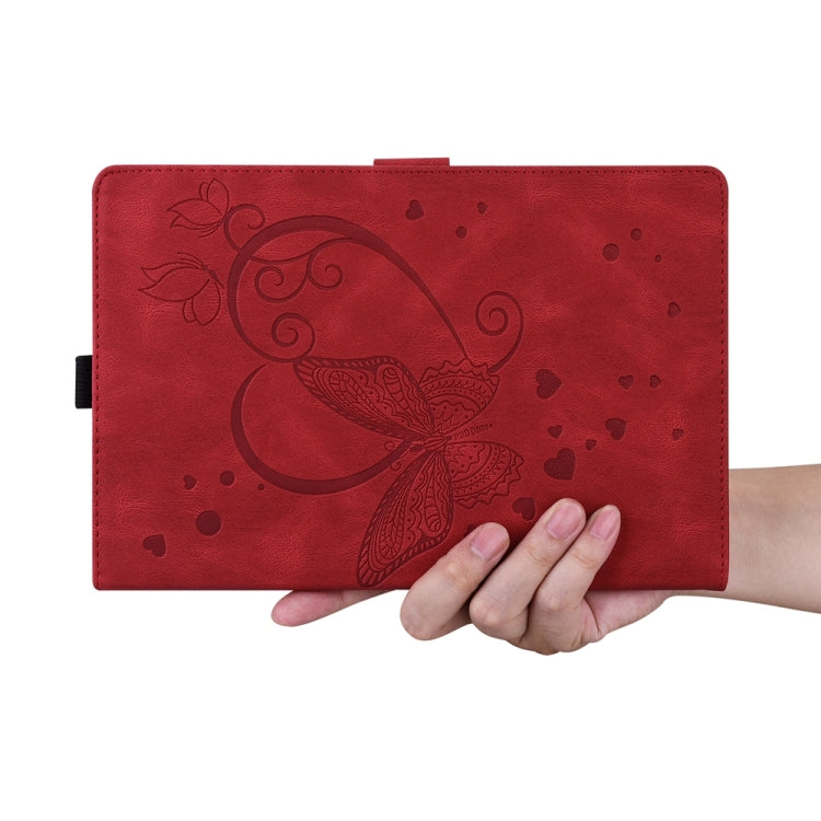 For iPad Pro 11 2024 Love Butterfly Embossed Leather Tablet Case(Red) - iPad Pro 11 2024 Cases by buy2fix | Online Shopping UK | buy2fix