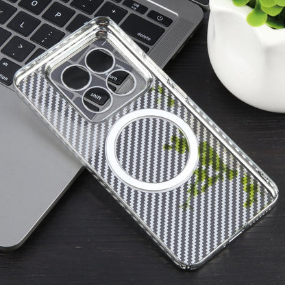 For Xiaomi 14 Pro 6D Plated Carbon Fiber Clear Magsafe PC Phone Case(Starlight Silver) - 14 Pro Cases by buy2fix | Online Shopping UK | buy2fix