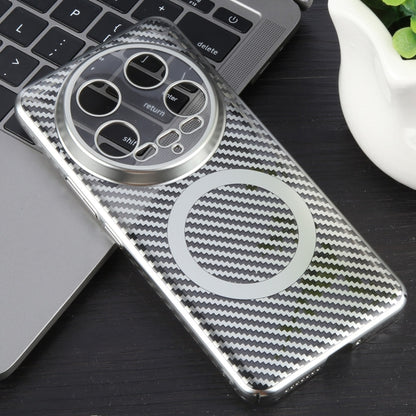 For Xiaomi 14 Ultra 6D Plated Carbon Fiber Clear Magsafe PC Phone Case(Starlight Silver) - 14 Ultra Cases by buy2fix | Online Shopping UK | buy2fix