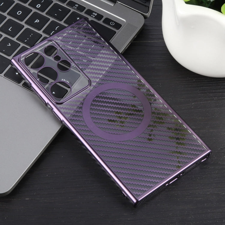 For Samsung Galaxy S24 Ultra 5G 6D Plated Carbon Fiber Clear Magsafe PC Phone Case(Aurora Purple) - Galaxy S24 Ultra 5G Cases by buy2fix | Online Shopping UK | buy2fix