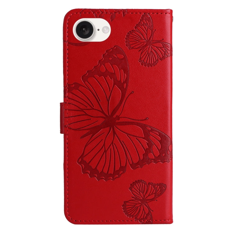 For iPhone SE 2024 3D Butterfly Embossed Pattern Flip Leather Phone Case(Red) - More iPhone Cases by buy2fix | Online Shopping UK | buy2fix