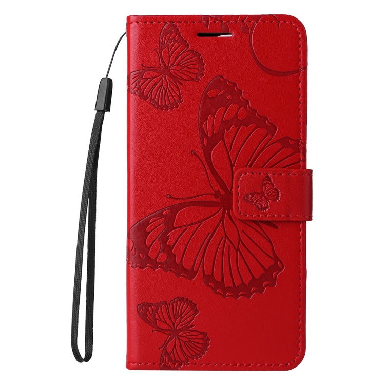 For iPhone 16 Pro 3D Butterfly Embossed Pattern Flip Leather Phone Case(Red) - iPhone 16 Pro Cases by buy2fix | Online Shopping UK | buy2fix