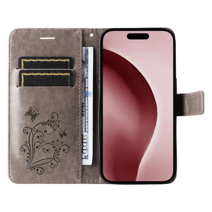 For iPhone 16 Pro 3D Butterfly Embossed Pattern Flip Leather Phone Case(Grey) - iPhone 16 Pro Cases by buy2fix | Online Shopping UK | buy2fix