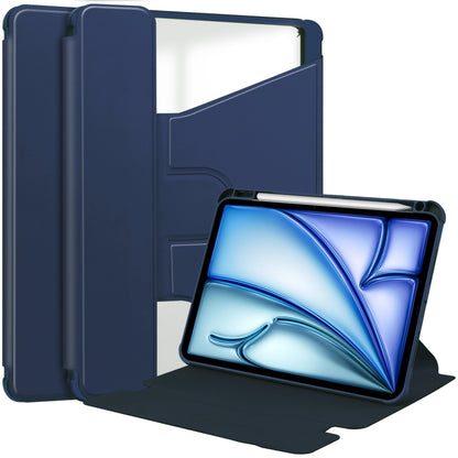 For iPad Air 11 2025 / 2024 Transparent Rotation Smart Leather Tablet Case(Dark Blue) - iPad Air 11 2025 / 2024 Cases by buy2fix | Online Shopping UK | buy2fix