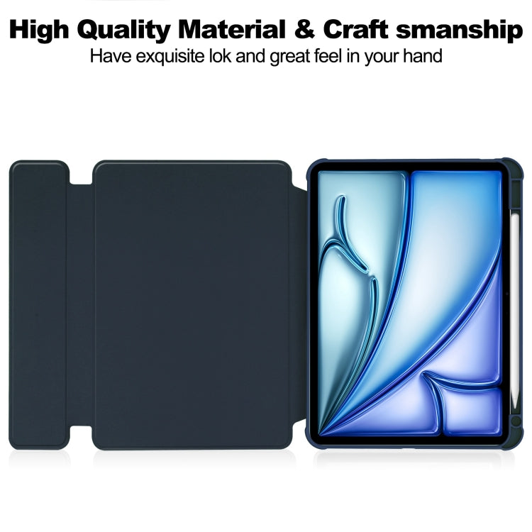 For iPad Air 11 2025 / 2024 Transparent Rotation Smart Leather Tablet Case(Dark Blue) - iPad Air 11 2025 / 2024 Cases by buy2fix | Online Shopping UK | buy2fix