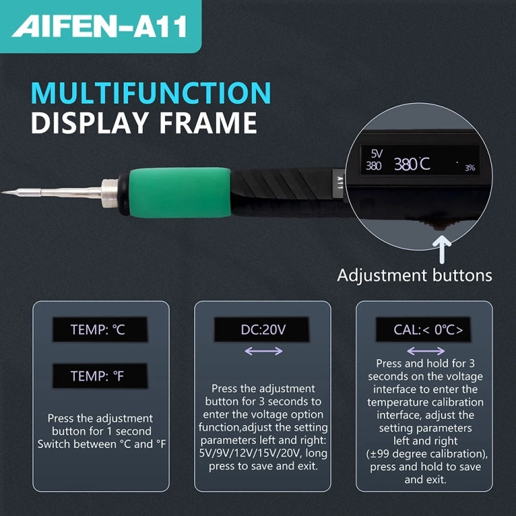 Aifen A11 Portable USB Charging Soldering Station with C210 Handle, UK Plug - Soldering Iron Set by buy2fix | Online Shopping UK | buy2fix