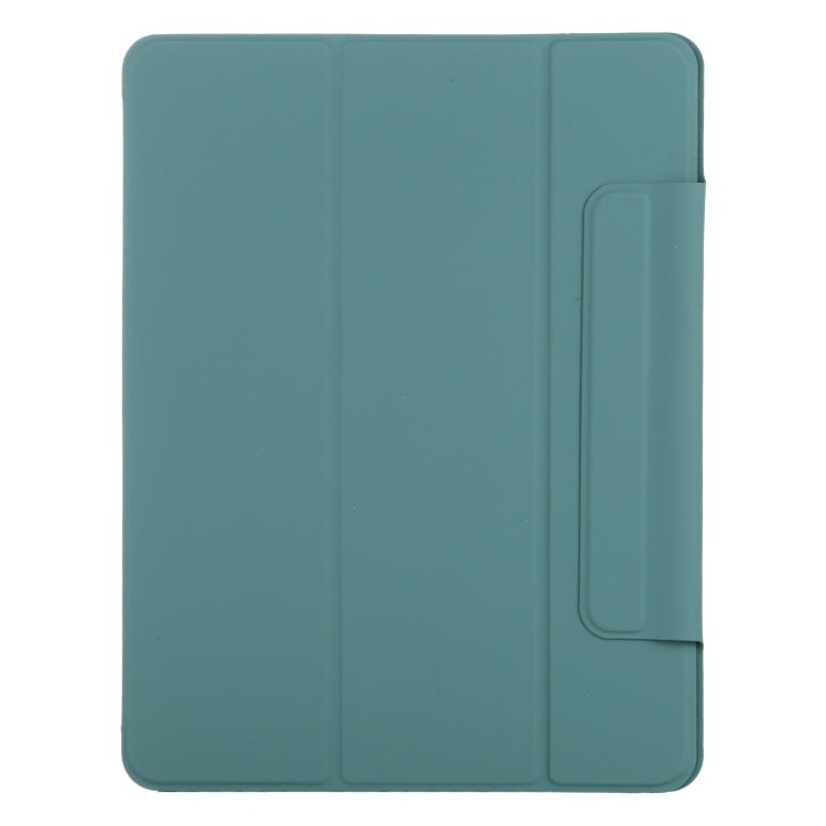 For iPad Pro 11 2024 Double-sided Clip Fixed Buckle Magnetic PU Leather Smart Tablet Case(Green) - iPad Pro 11 2024 Cases by buy2fix | Online Shopping UK | buy2fix