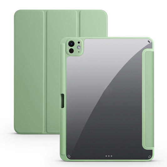 For iPad Pro 11 2024 Acrylic 3-folding Smart Leather Tablet Case(Green) - iPad Pro 11 2024 Cases by buy2fix | Online Shopping UK | buy2fix