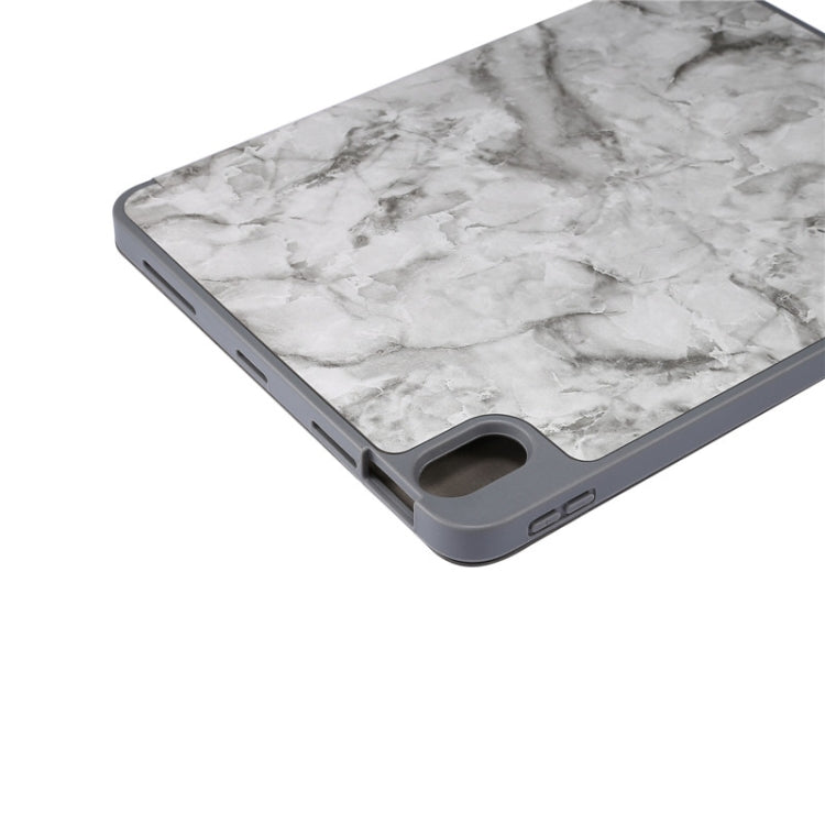 For iPad Air 11 2024 / 2025 Three-fold Marble Texture Protective Tablet Case with Pen Slot(Black Gray) - iPad Air 11 2025 / 2024 Cases by buy2fix | Online Shopping UK | buy2fix