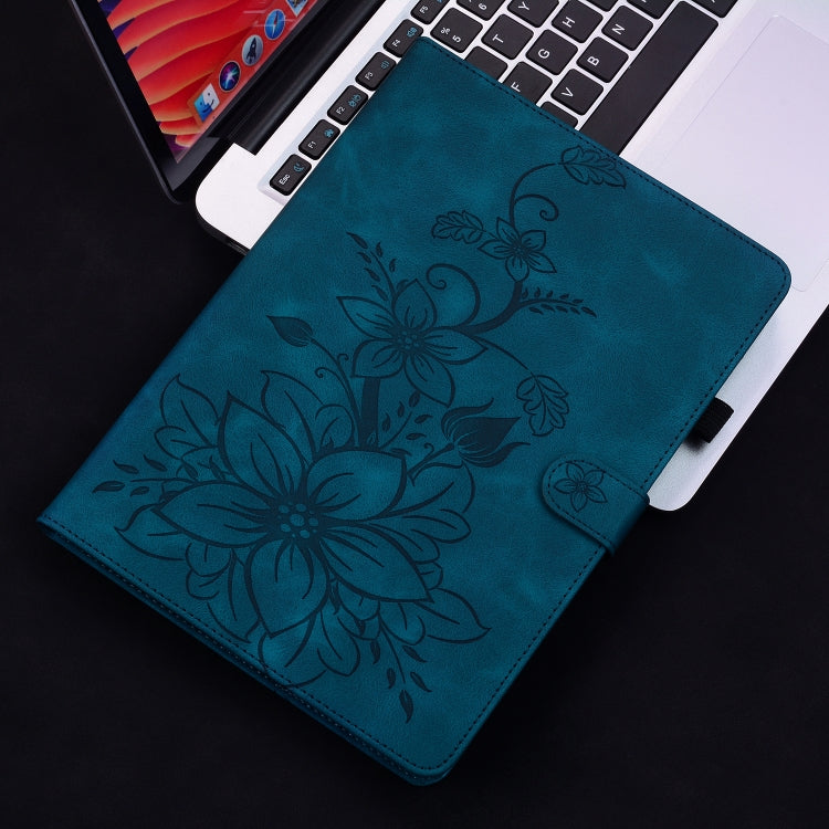 For Huawei MatePad SE 11 2024 Lily Embossed Leather Tablet Case(Dark Blue) - Huawei by buy2fix | Online Shopping UK | buy2fix